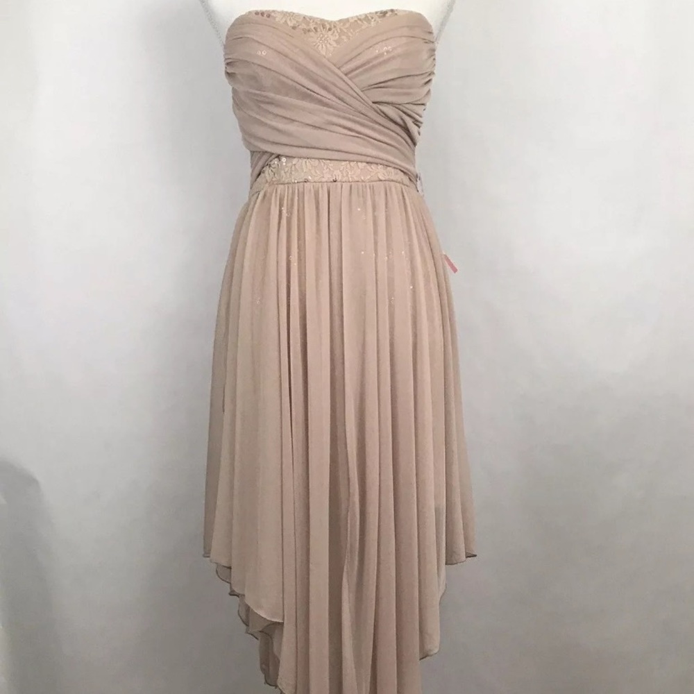 Strapless Dress Size 5 Formal Nude Sequin Sheer